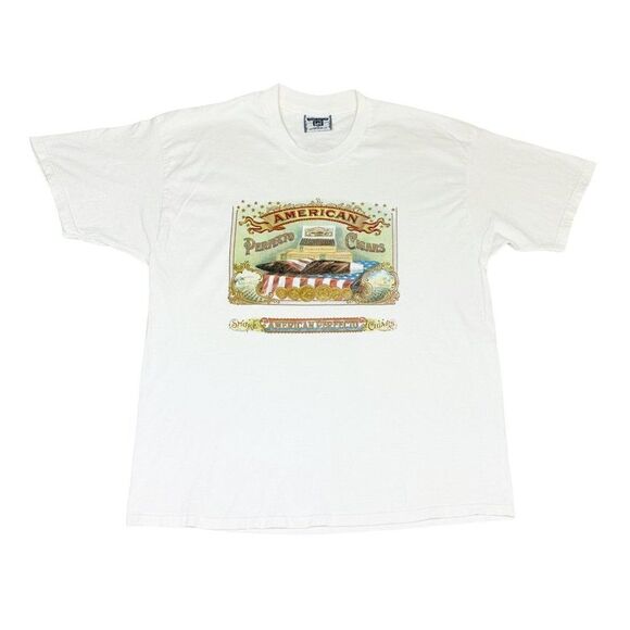 Vintage American Perfecto Cigars T-shirt White XL Smoking - Picture 1 of 9